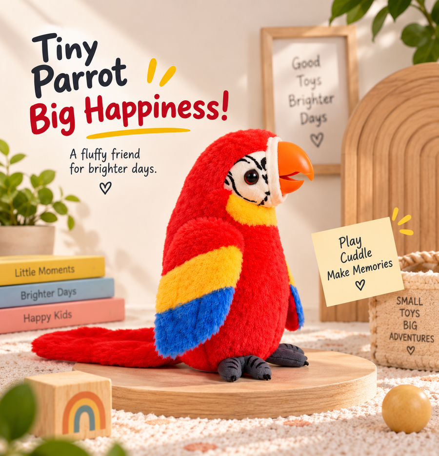 Colorful Parrot Plush Toy – Soft Stuffed Bird with Long Tail