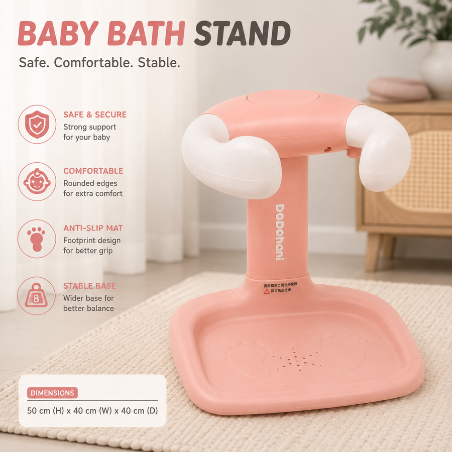 Baby Bath Support Stand with Anti-Slip Base – Pink