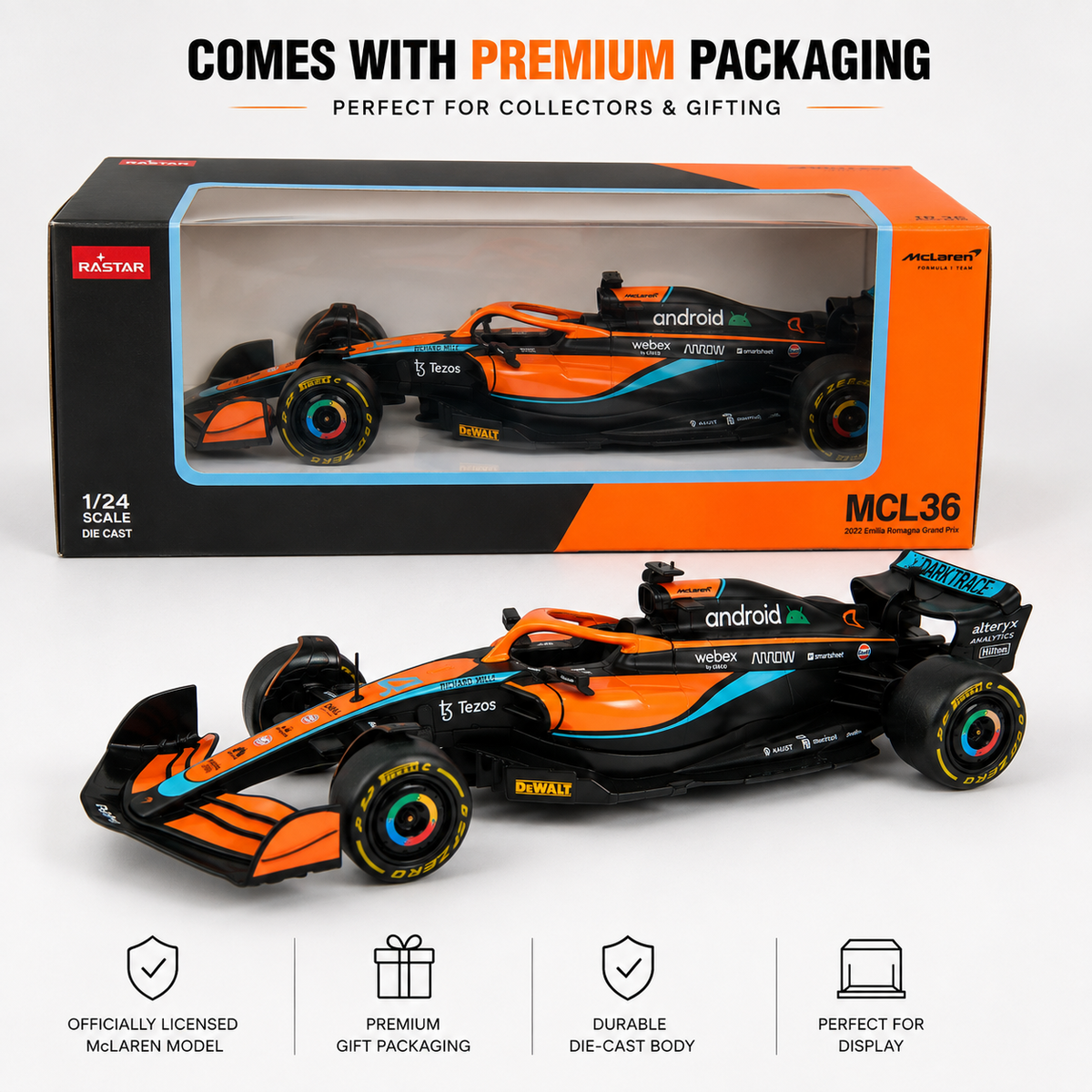 Rastar McLaren MCL36 1:24 Die-Cast Model Car