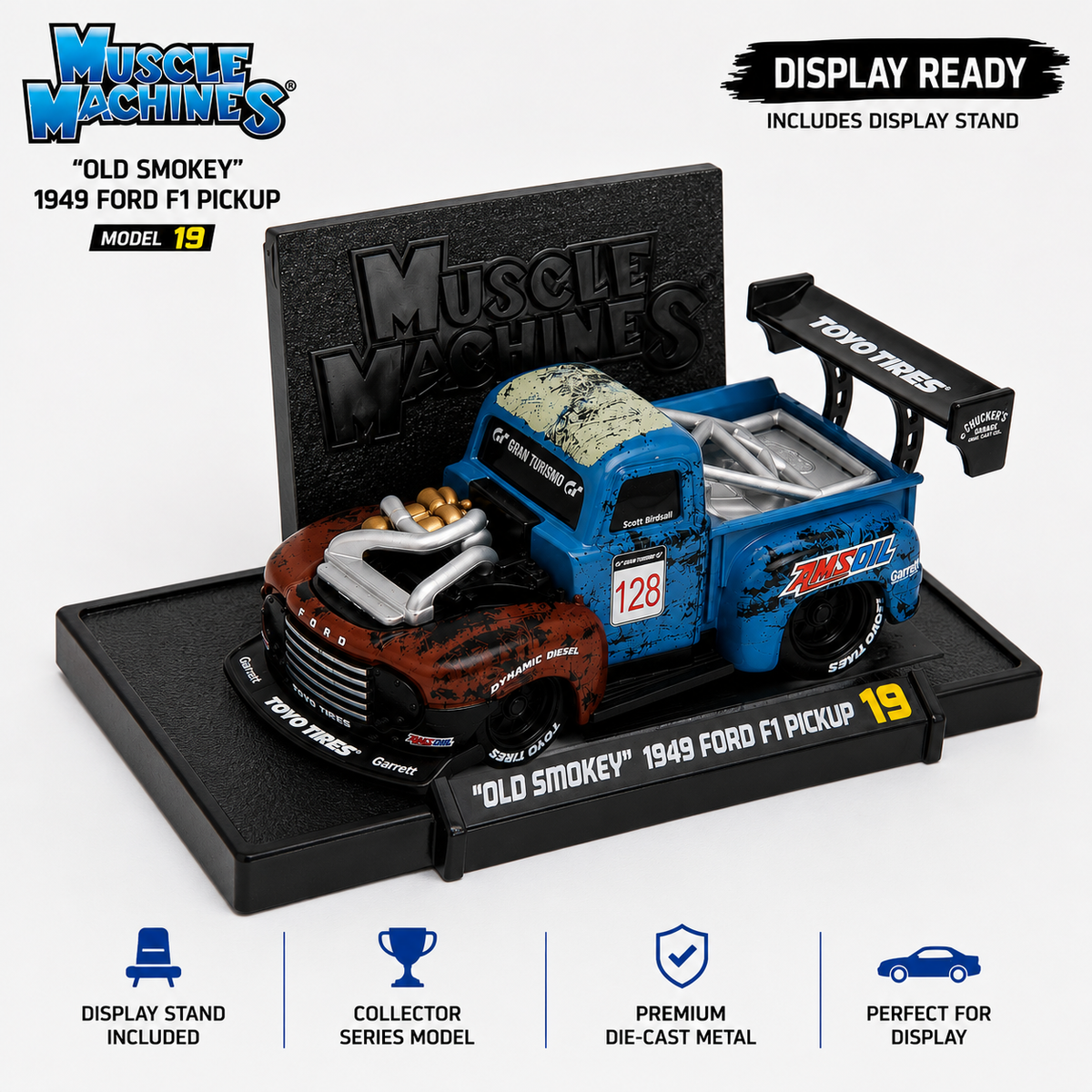 Muscle Machines “Old Smokey” 1949 Ford F1 Pickup 1:64 Die-Cast Model