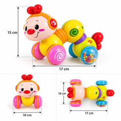 Happy Wiggle Worm Rolling Activity Toy with Rattle Wheel