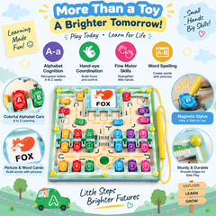 Magnetic Alphabet Maze & Spelling Board with Letter Cars