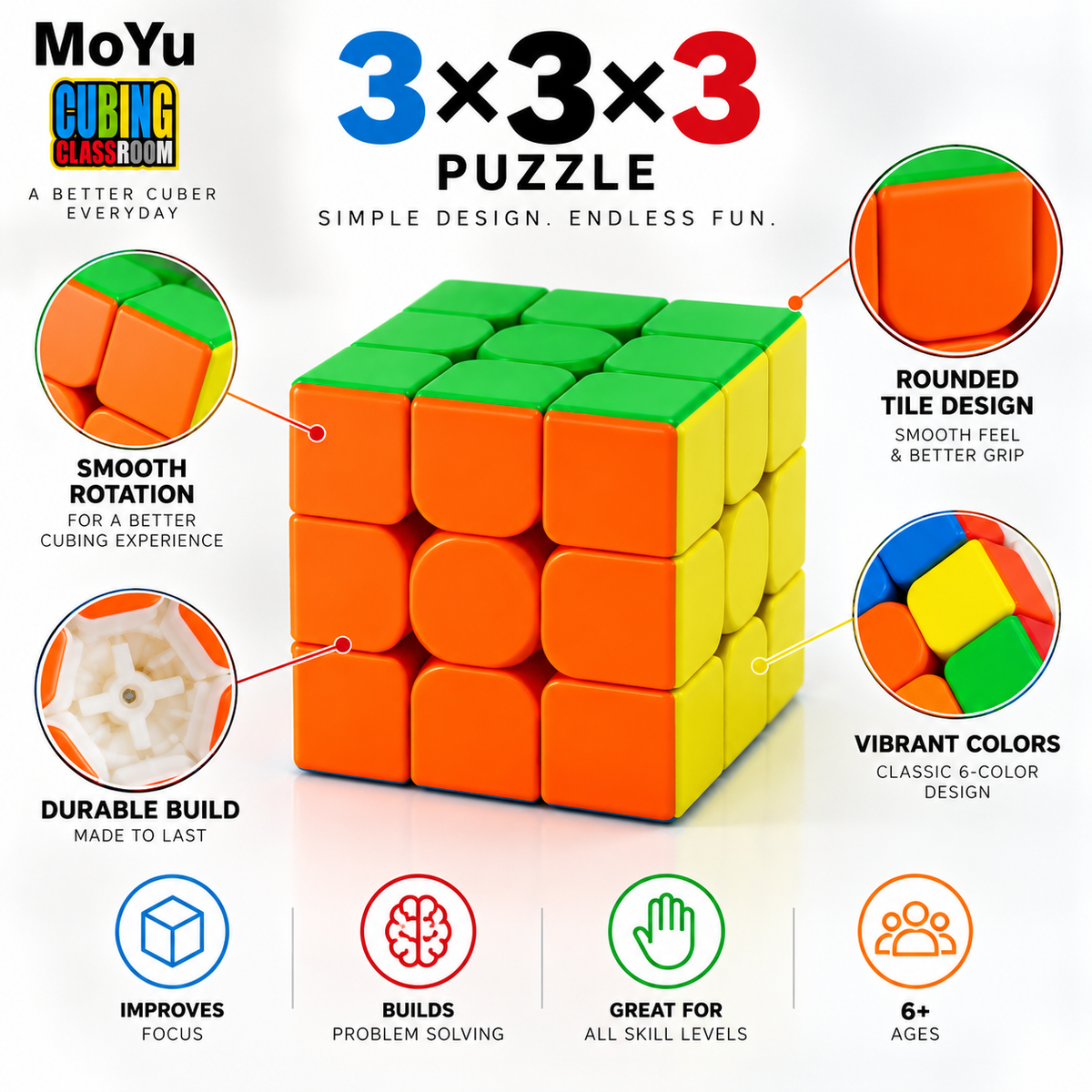 MoYu 3×3 Puzzle Cube – Smooth Rotation Speed Cube