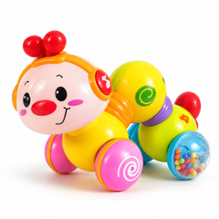Happy Wiggle Worm Rolling Activity Toy with Rattle Wheel
