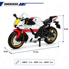 Yamaha R1 1:18 Scale Collectible Model Motorcycle – White & Red