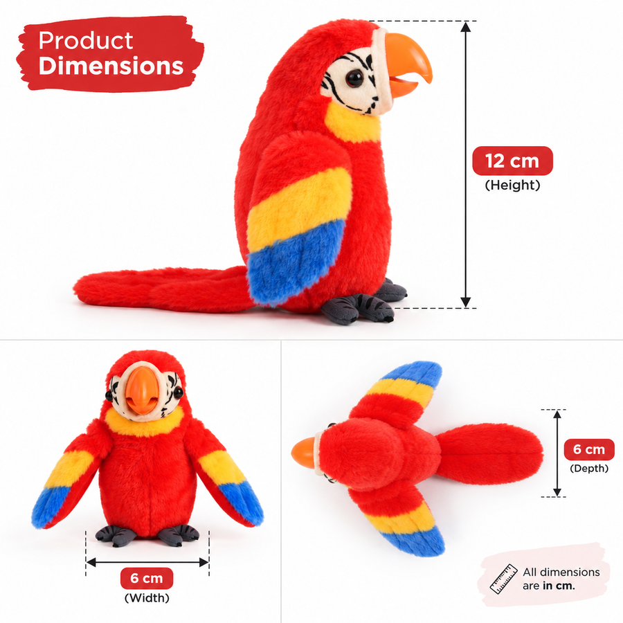 Colorful Parrot Plush Toy – Soft Stuffed Bird with Long Tail