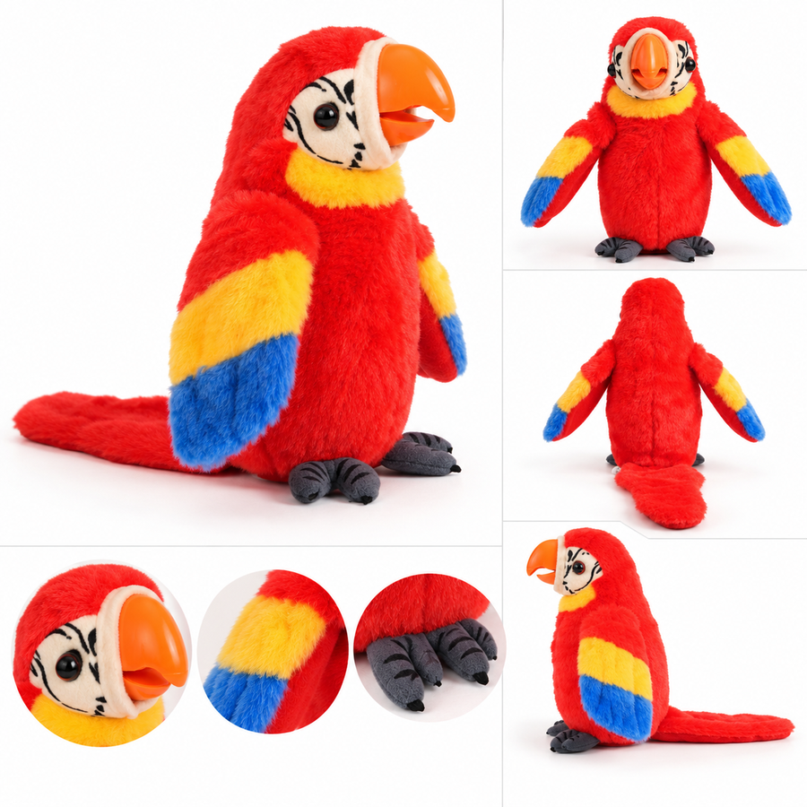 Colorful Parrot Plush Toy – Soft Stuffed Bird with Long Tail