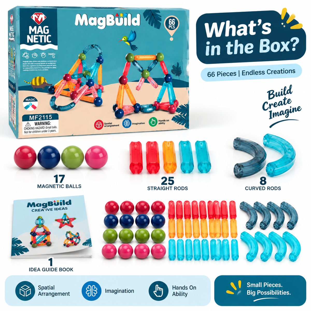 MagBuild 66-Piece Magnetic Building Set – Creative STEM Construction Toy