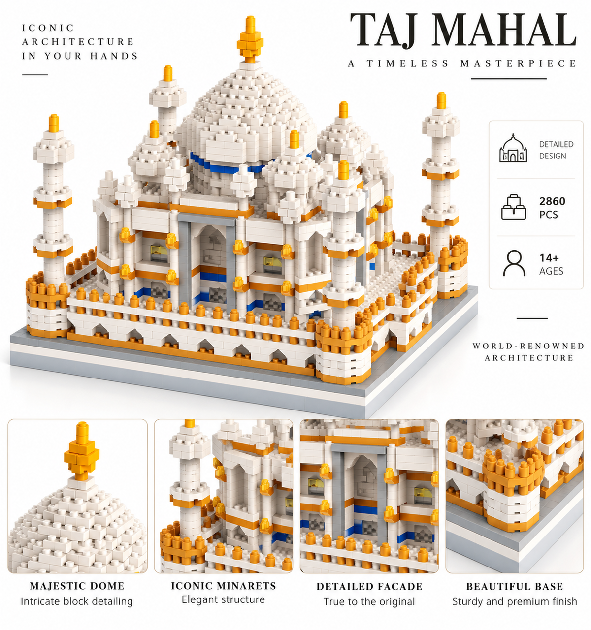 Taj Mahal Mini Block Building Set – 2860 Pieces