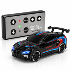 Mini 1:64 RC Alloy Car with LED Lights & 2.4GHz Remote