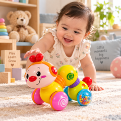 Happy Wiggle Worm Rolling Activity Toy with Rattle Wheel