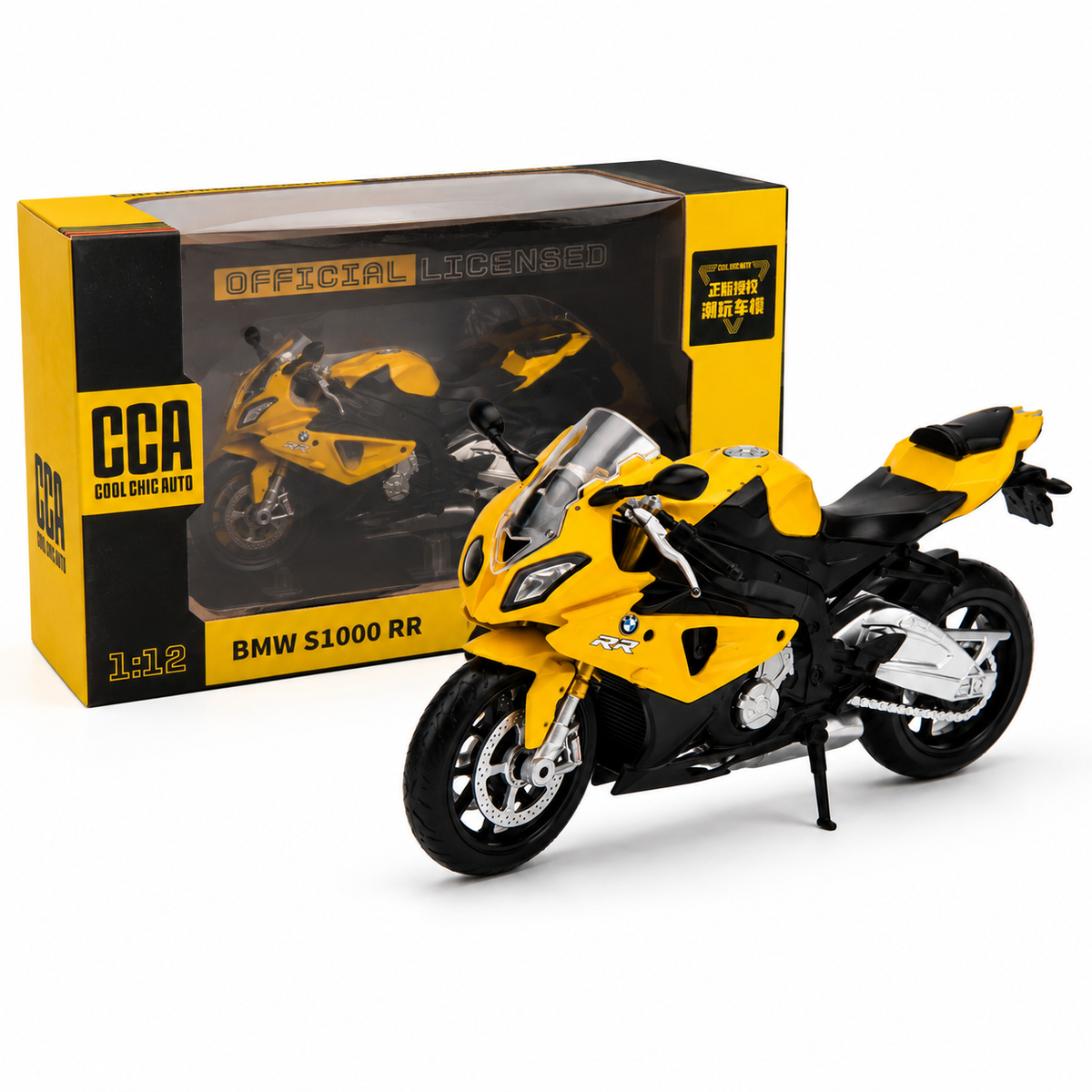 BMW S1000RR 1:12 Die-Cast Model Motorcycle – Yellow