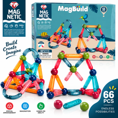 MagBuild 66-Piece Magnetic Building Set – Creative STEM Construction Toy