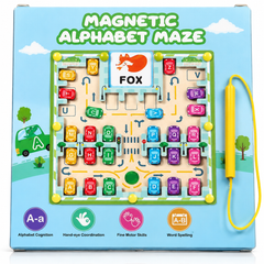 Magnetic Alphabet Maze & Spelling Board with Letter Cars