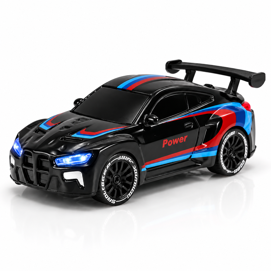 Mini 1:64 RC Alloy Car with LED Lights & 2.4GHz Remote
